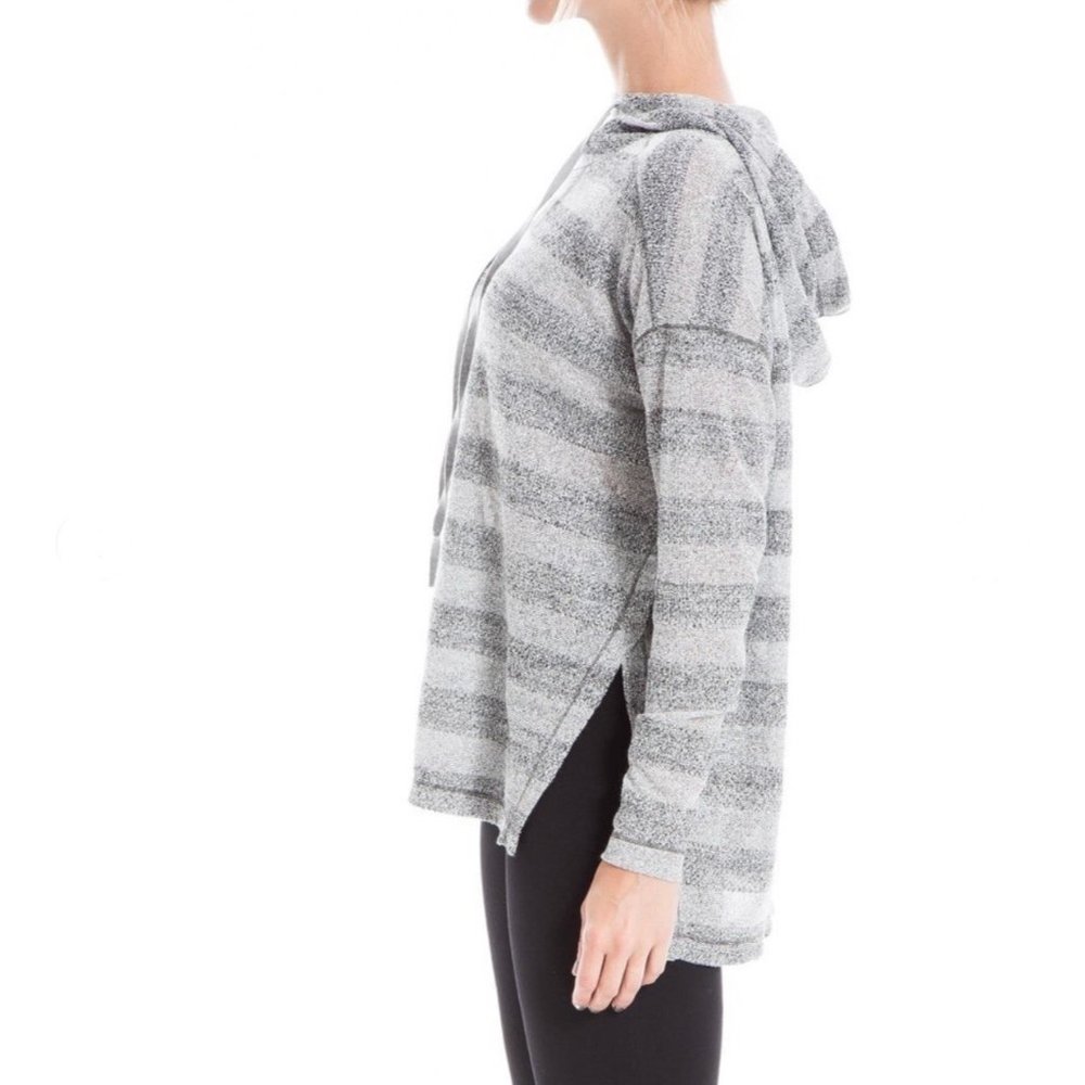 Striped Hooded High-Low Tunic Sweater NEW - Picture 2 of 3